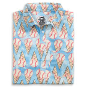 Baseball Performance Short Sleeve Button Down Shirt - I Scream