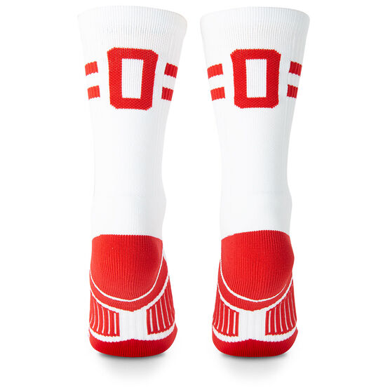 Team Number Woven Mid-Calf Socks - White/Red Stripe