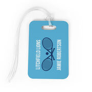 Tennis Bag/Luggage Tag - Personalized Text with Crossed Rackets