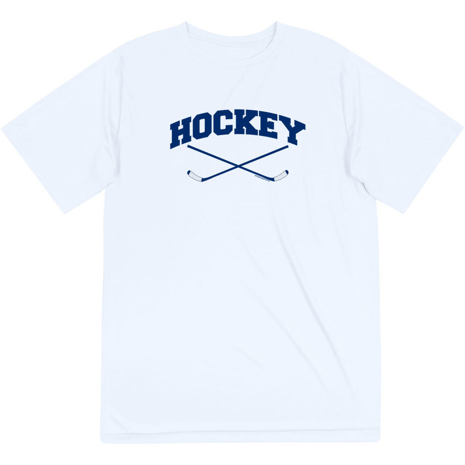 Hockey Short Sleeve Performance Tee - Hockey Crossed Sticks Logo