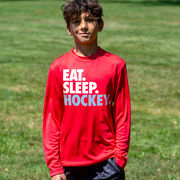 Hockey Long Sleeve Performance Tee - Eat. Sleep. Hockey.