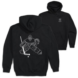 Hockey Hooded Sweatshirt - Hockey Goalie Sketch (Back Design)