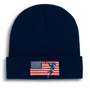 Guys Lacrosse Embroidered Beanie - Patriotic Lacrosse