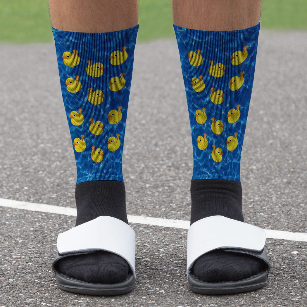 Multiple Sizes Guys Lacrosse Socks by ChalkTalkSPORTS Rubber Ducky Printed Mid Calf Socks