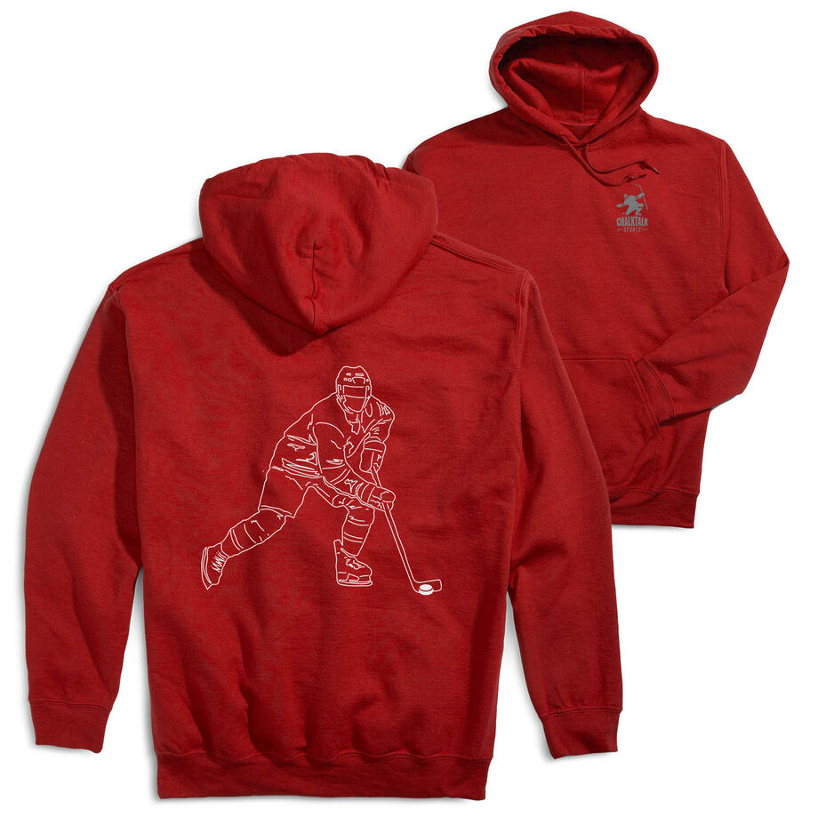 Hockey Hooded Sweatshirt - Hockey Player Sketch (Back Design)