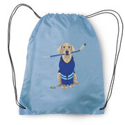 Hockey Drawstring Backpack - Puck The Hockey Dog 
