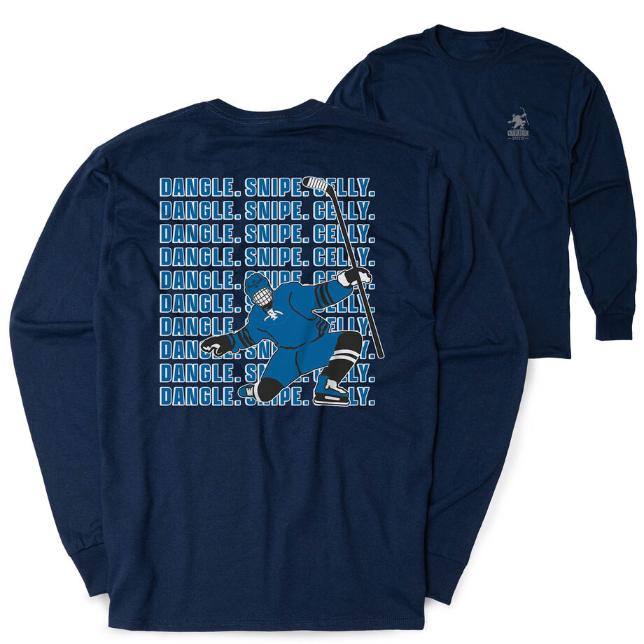Hockey Tshirt Long Sleeve - Dangle Snipe Celly Player (Back Design)