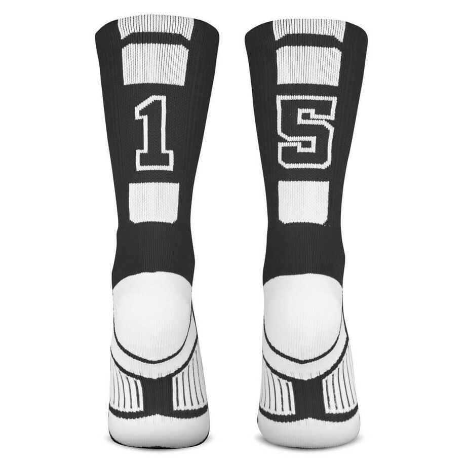 Team Number Woven Mid-Calf Socks - Black