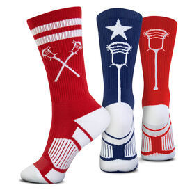 Guys Lacrosse Woven Mid-Calf Sock Set - All-American