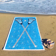 Guys Lacrosse Premium Beach Towel - Blue Crossed Sticks