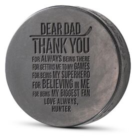 Hockey Engraved Puck - Dear Dad