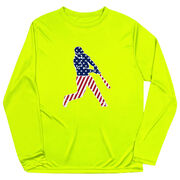 Baseball Long Sleeve Performance Tee - Baseball Stars and Stripes Player