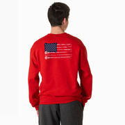 Guys Lacrosse Crewneck Sweatshirt - American Flag (Back Design)