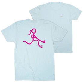 Field Hockey Short Sleeve T-Shirt - Neon Field Hockey Girl (Back Design)