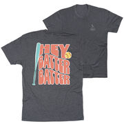 Softball Short Sleeve T-Shirt - Hey Batter Batter (Back Design)