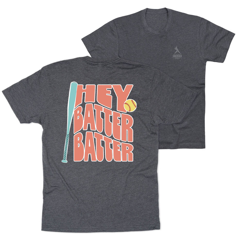 Softball Short Sleeve T-Shirt - Hey Batter Batter (Back Design)