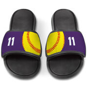 Softball Repwell&reg; Slide Sandals - Ball and Number Reflected