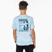 Guys Lacrosse Short Sleeve T-Shirt - Survival of the Fittest (Back Design)