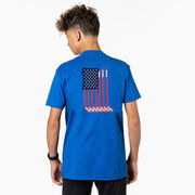 Hockey Short Sleeve T-Shirt - American Flag (Back Design)