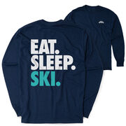 Skiing & Snowboarding Tshirt Long Sleeve - Eat. Sleep. Ski (Back Design)