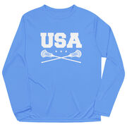 Guys Lacrosse Long Sleeve Performance Tee - USA