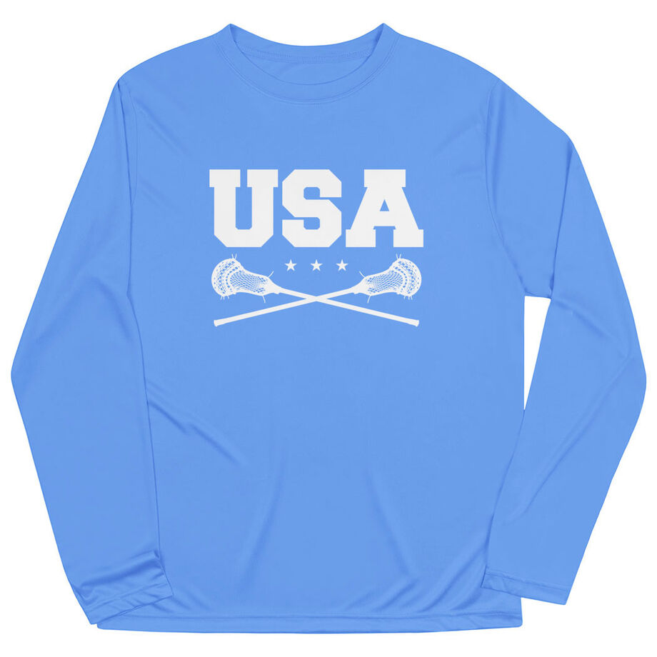 Guys Lacrosse Long Sleeve Performance Tee - USA