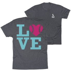 Softball Short Sleeve T-Shirt - Love (Back Design)