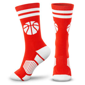 Basketball Woven Mid-Calf Socks - Ball (Red/White)