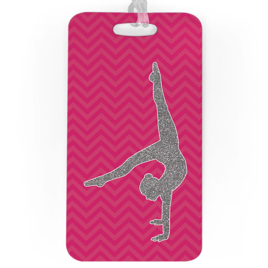 Gymnastics Bag/Luggage Tag - Faux Glitter Chevron Pattern