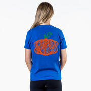 Girls Lacrosse Short Sleeve T-Shirt - Lax Stick Pumpkin (Back Design)