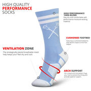 Guys Lacrosse Woven Mid-Calf Socks - Retro Crossed Sticks (Carolina/White)