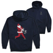 Baseball Hooded Sweatshirt - Home Run Santa(Back Design) [Youth Large/Navy] - SS