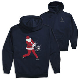 Baseball Hooded Sweatshirt - Home Run Santa(Back Design) [Adult Large/Navy] - SS