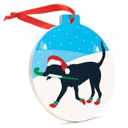 Field Hockey Round Ceramic Ornament - Fabo The Field Hockey Dog