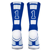 Team Number Woven Mid-Calf Socks - Blue