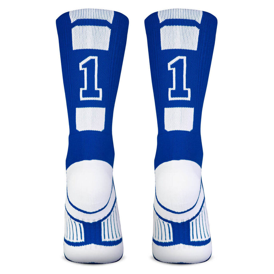 Team Number Woven Mid-Calf Socks - Blue