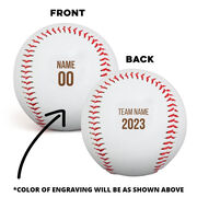 Engraved Baseball Front/Back - Player and Team Information
