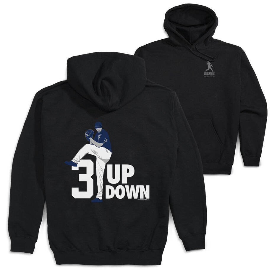 Baseball Hooded Sweatshirt - 3 Up 3 Down (Back Design)