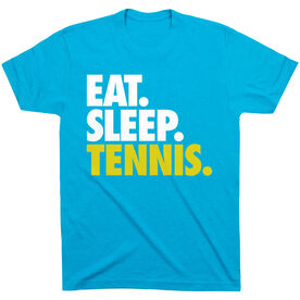 Tennis T-Shirt Short Sleeve Eat. Sleep. Tennis. [Turquoise/Youth Large] -SS