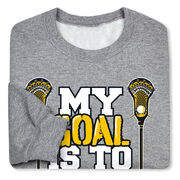 Guys Lacrosse Crewneck Sweatshirt - My Goal Is To Deny Yours
