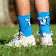 Guys Lacrosse Woven Mid-Calf Socks - Lax Helmet - Blue