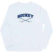 Hockey Long Sleeve Performance Tee - Hockey Crossed Sticks Logo