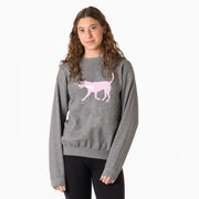 Girls Lacrosse Crewneck Sweatshirt - LuLa the LAX Dog (Pink)
