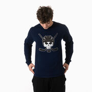 Hockey Tshirt Long Sleeve - Hockey Helmet Skull