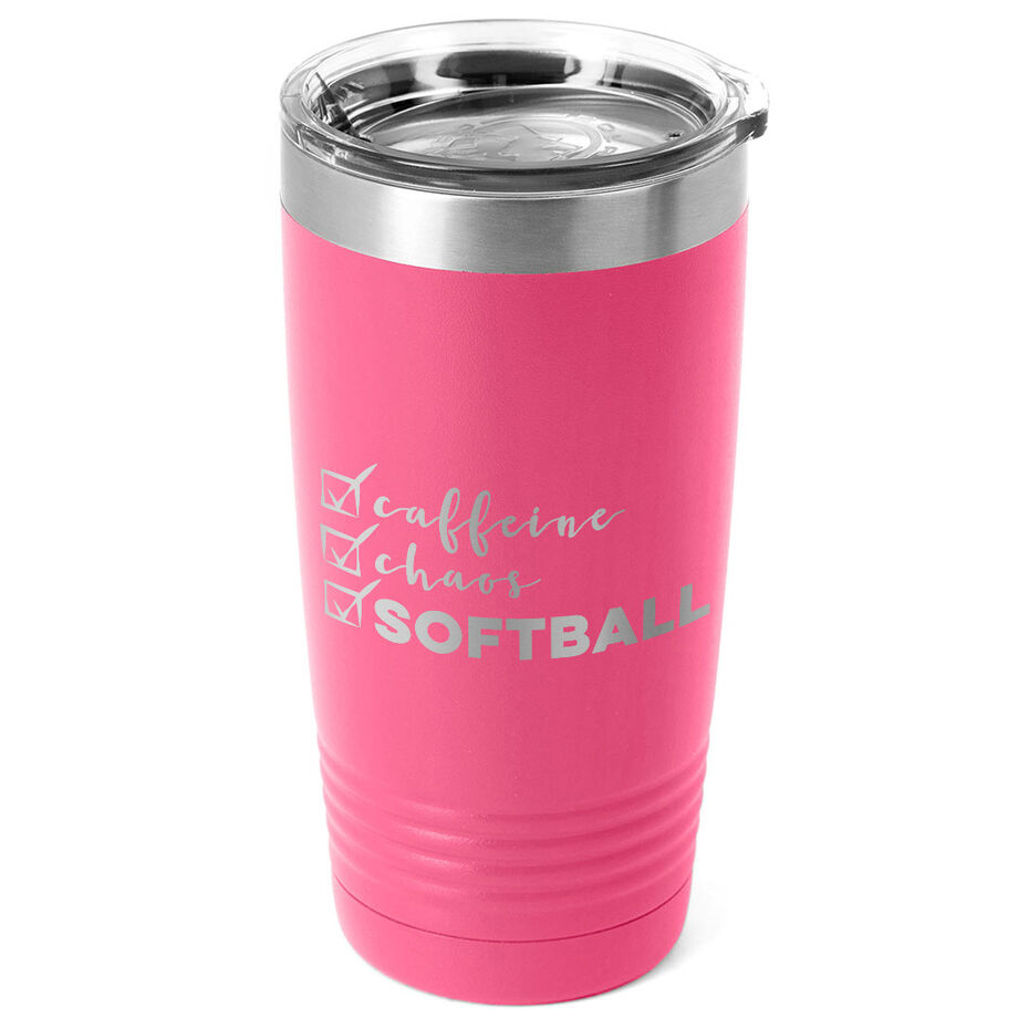 Softball 20oz. Double Insulated Tumbler - Caffeine, Chaos and Softball