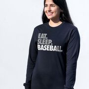 Baseball Tshirt Long Sleeve - Eat. Sleep. Baseball Bold Text 