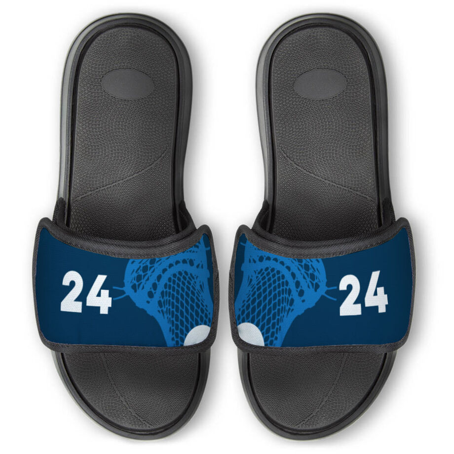 Guys Lacrosse Repwell&reg; Slide Sandals - Stick and Number Reflected