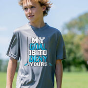 Hockey Short Sleeve Performance Tee - My Goal Is To Deny Yours Hockey (Blue/Black)