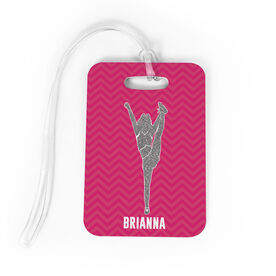 Cheerleading Bag/Luggage Tag - Personalized Faux Glitter Chevron Pattern