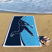 Baseball Premium Beach Towel - Batter Up Carolina Blue